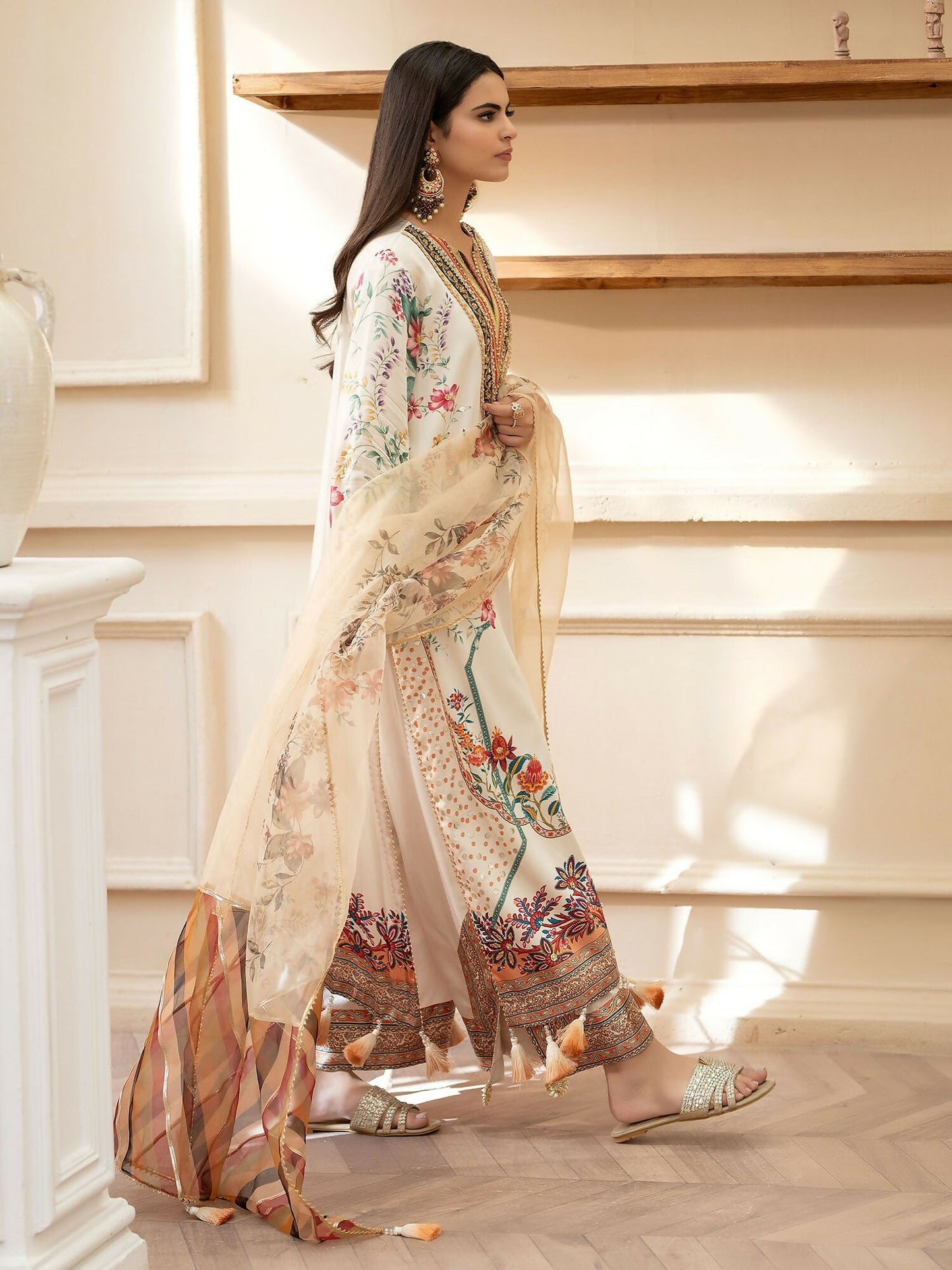 Shiza Hassan Miha Luxury Pret Satin Silk Embellished 3-Piece Suit-Petunias