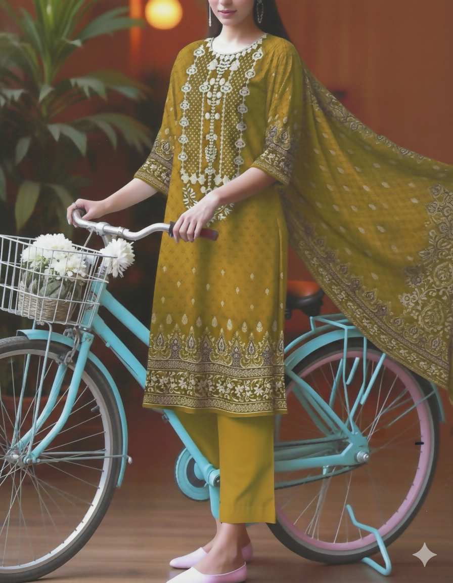 Bin Rehman Lawn Embroidered Unstitched 3-Piece Suit-D-114