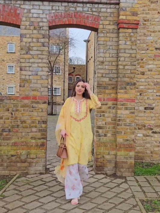 Zeephire Cotton Lawn Embroidered Stitched 3-Piece Suit-Zara