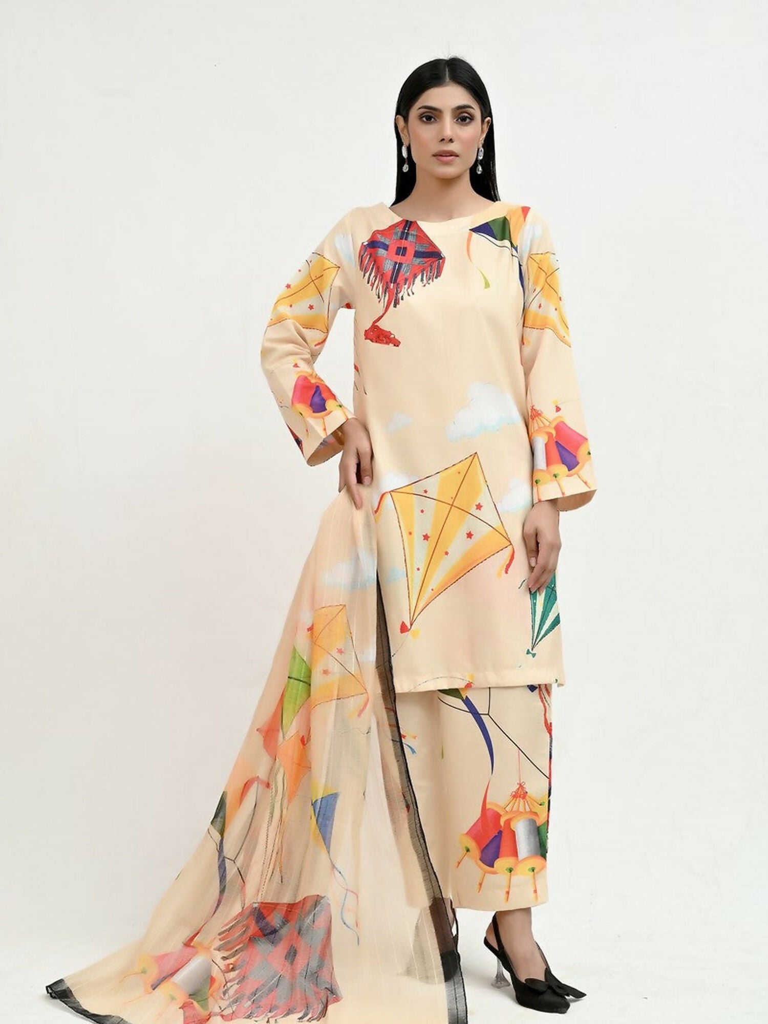 Imran Aftab Basant Mela Raw Silk Printed Stitched 3-Piece Suit-IARP 06
