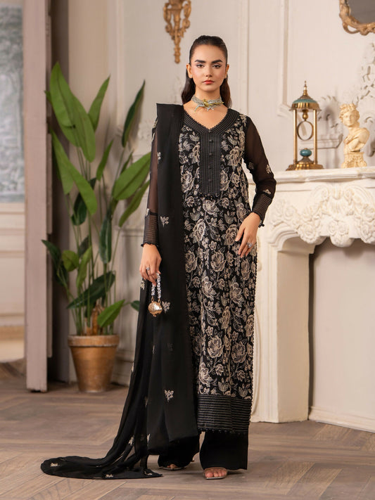 Hemstitch Chiffon Embroidered Stitched 3-Piece Suit-Leia