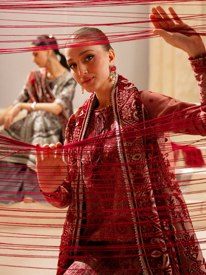 Binilyas Saqqara Kotrai Embroidered Stitched 3-Piece Suit-161-B