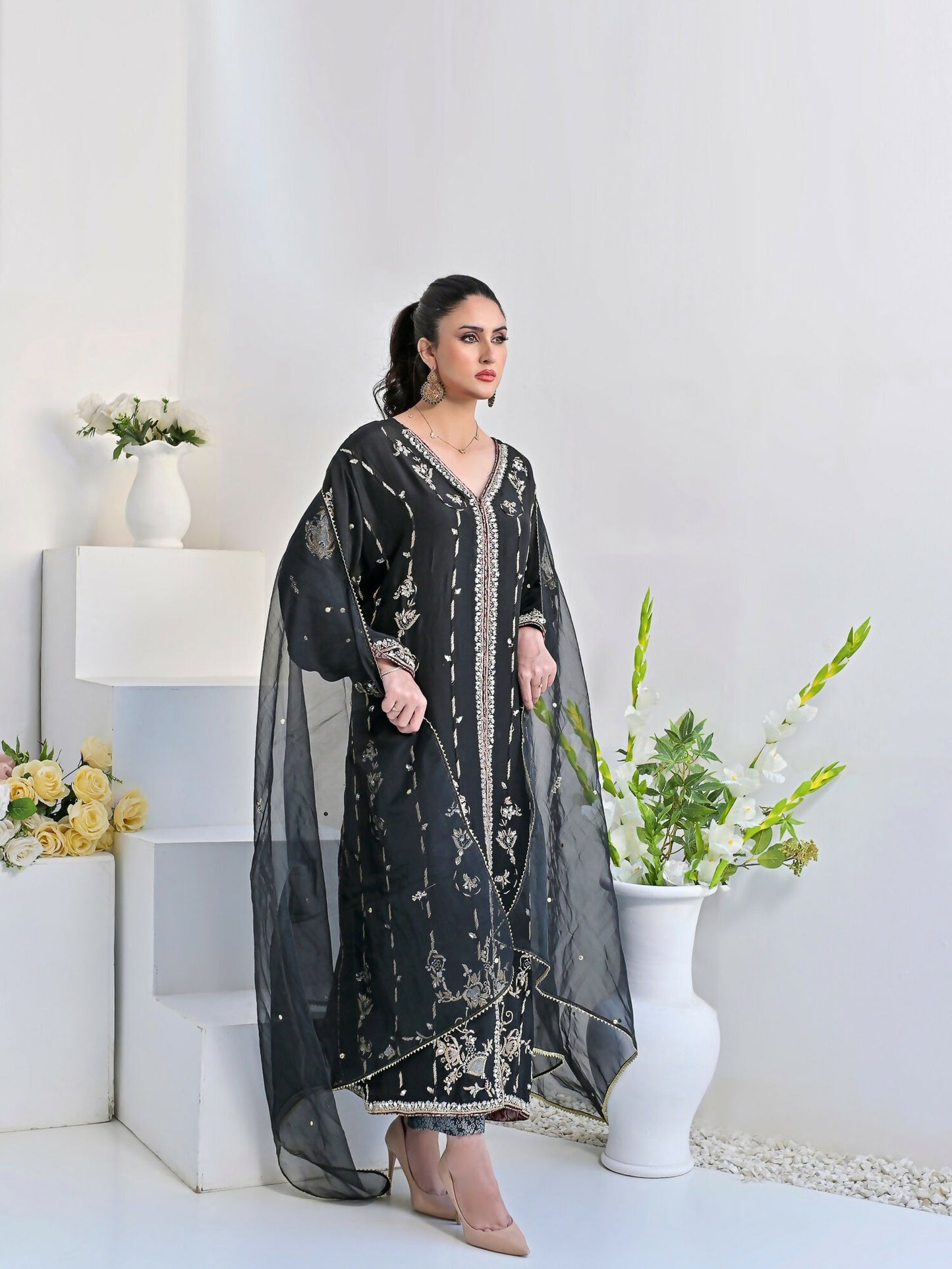Ruby's Couture Wedding Collection Pure Silk Embroidered Stitched 3-Piece Suit-Zabil