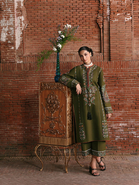 Jugnu By Hussain Rehar Khaddar'25 Embroidered Unstitched 3-Piece Suit-Soni
