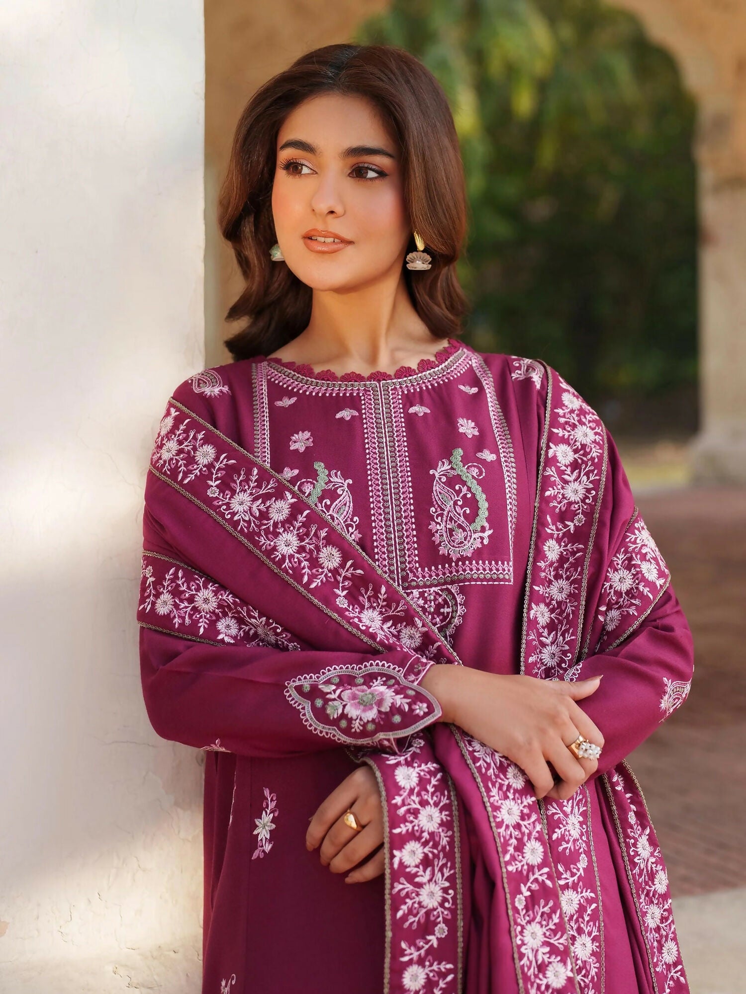 Panache Apparel Linen Embroidered Stitched Suit-Alara
