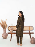 Stylish Collection Enchant Pret Linen Printed Co-Ord Set-Leaf Black