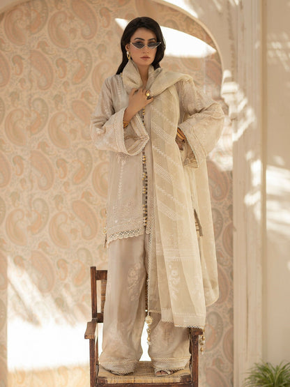 Shiza Hassan Chap Tilak Formals Pure Tusser Silk Embellished Stitched 3-Piece Suit-Carnation