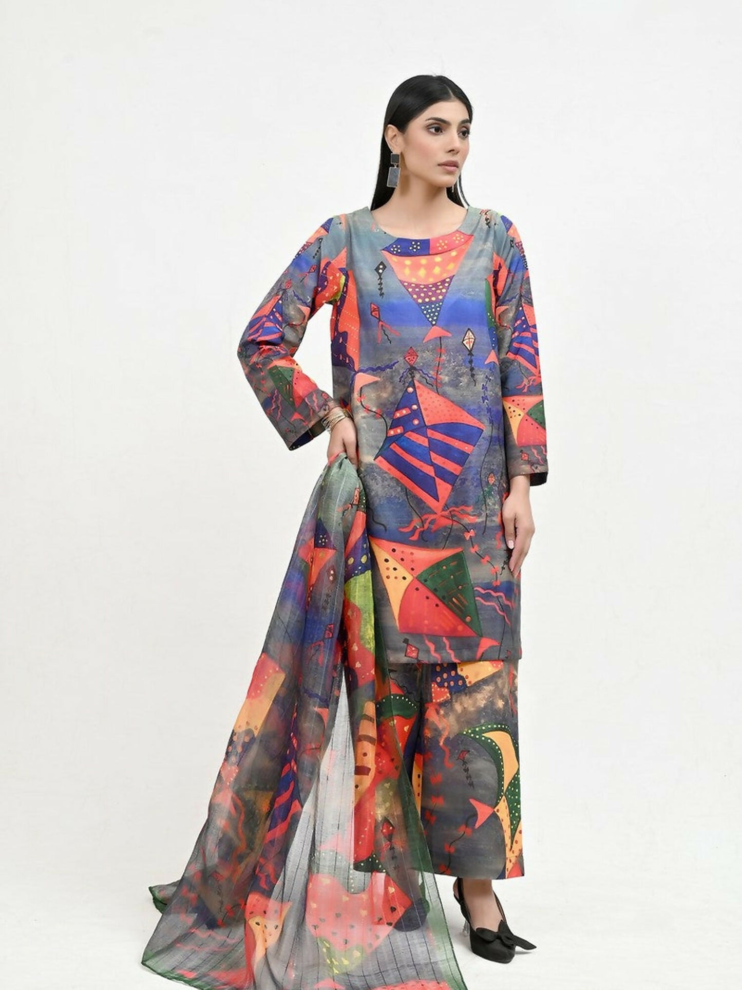 Imran Aftab Basant Mela Raw Silk Printed Stitched 3-Piece Suit-IARP 05