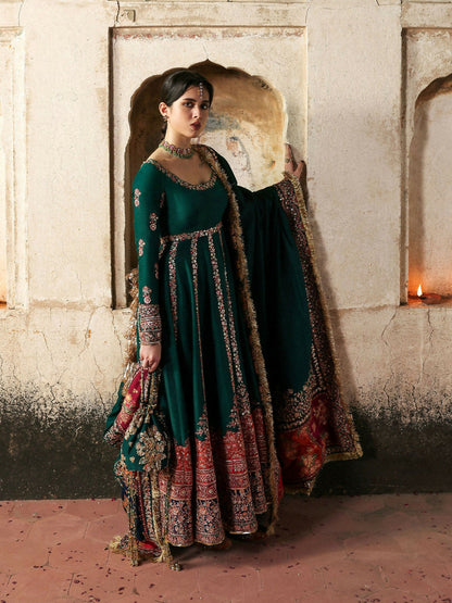 Hussain Rehar Massarat Festive Unstitched'25 Korean Raw Silk Embroidered 3-Piece Suit-Meherunissa
