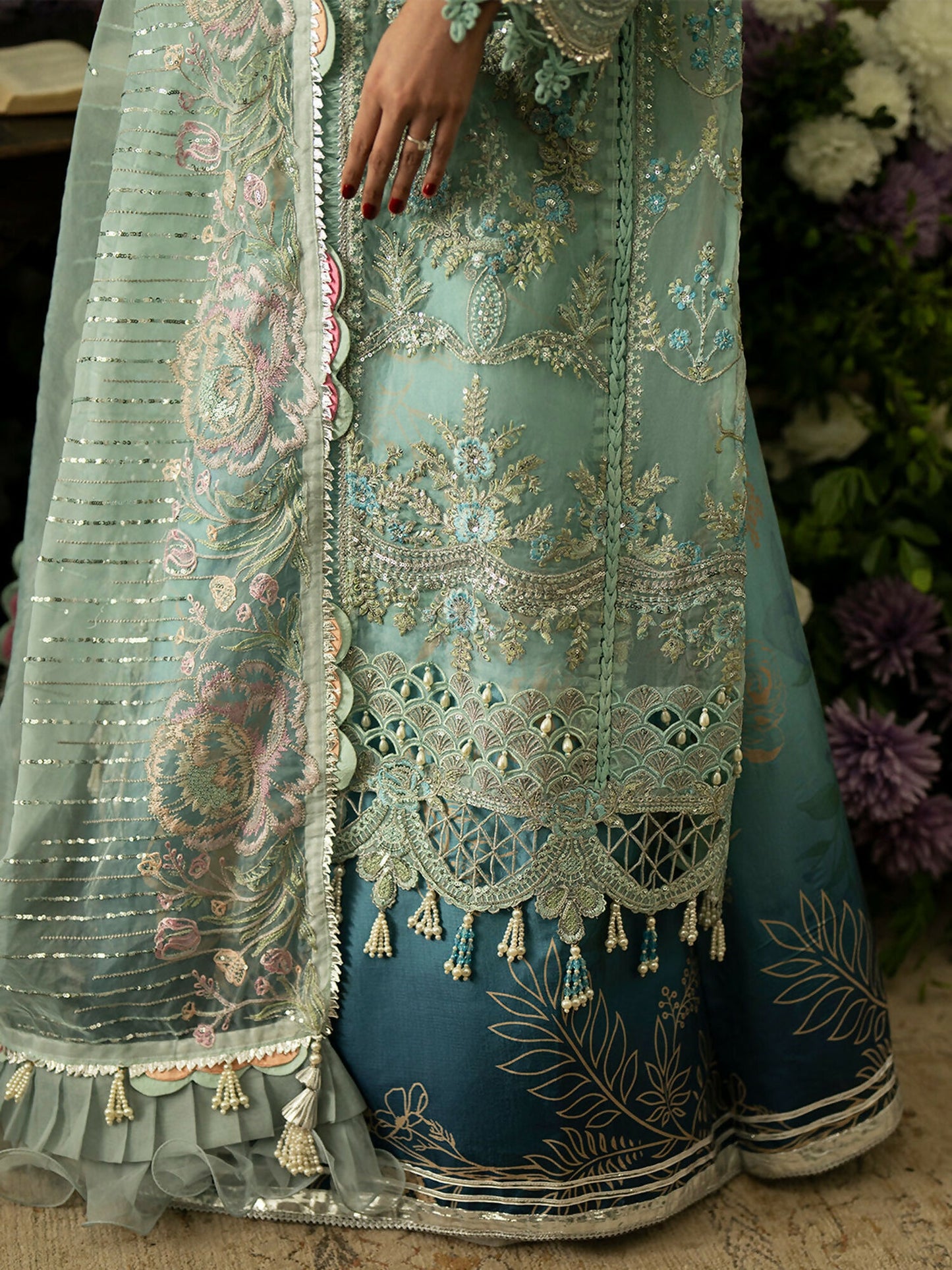 Parishay Ranibagh Luxury Formals Organza Embroidered Stitched 3-Piece Suit-Aarzoo