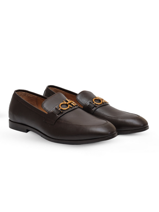 Brown leather loafers with a smooth finish and classic silhouette, designed for all-day comfort and versatile wear.
