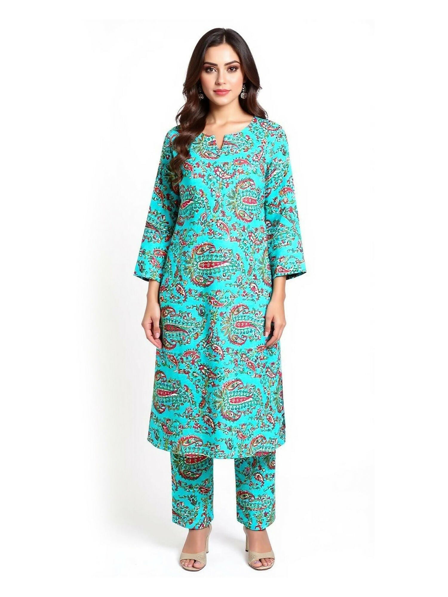 Bin Shaukat unstitched 2-piece digital lawn suit with all-over print and matching printed trouser.