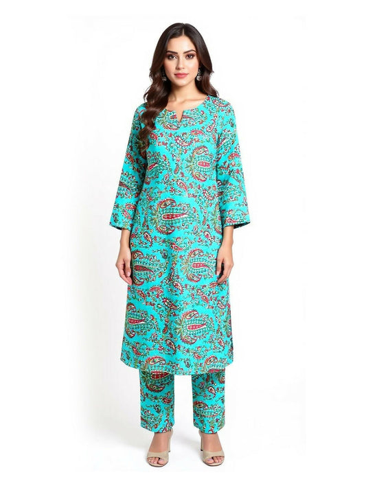 Bin Shaukat unstitched 2-piece digital lawn suit with all-over print and matching printed trouser.