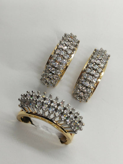 H&A Jewellery Dual Tone Stud Earrings and Ring Set