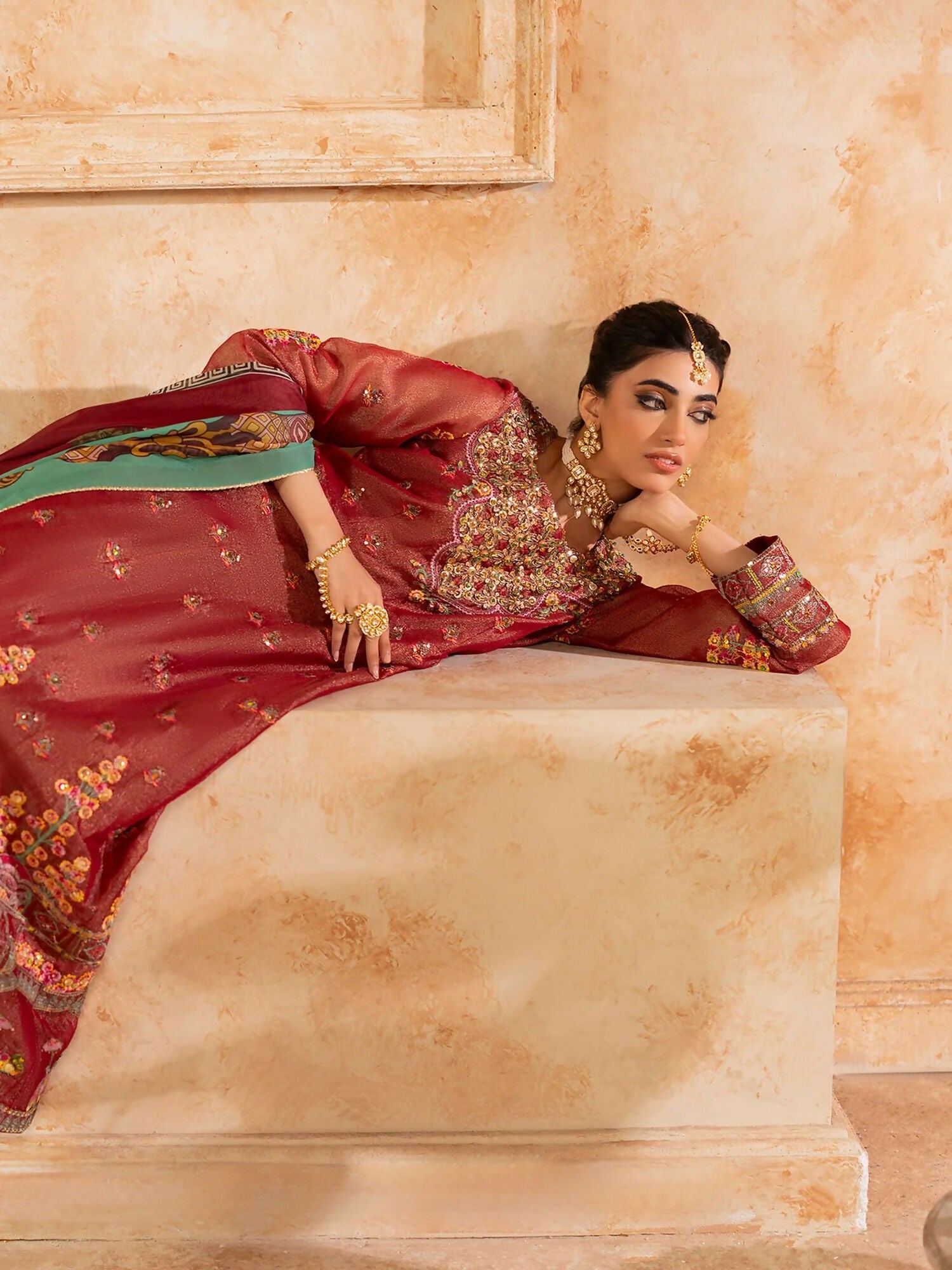 Shurooq Kanpur 1912 Net Embellished Pishwas-Lal Qila