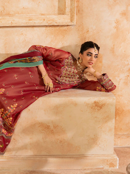 Shurooq Kanpur 1912 Net Embellished Pishwas-Lal Qila