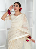 Imran Aftab Lux Winter Wedding Organza Embroidered Unstitched Saree-IASC-28