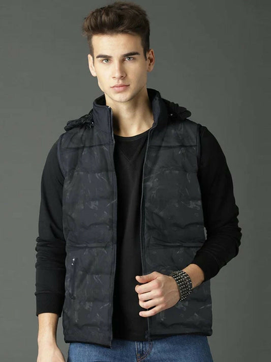 Funky's Removable Hood Self Pattern Gillet-13047