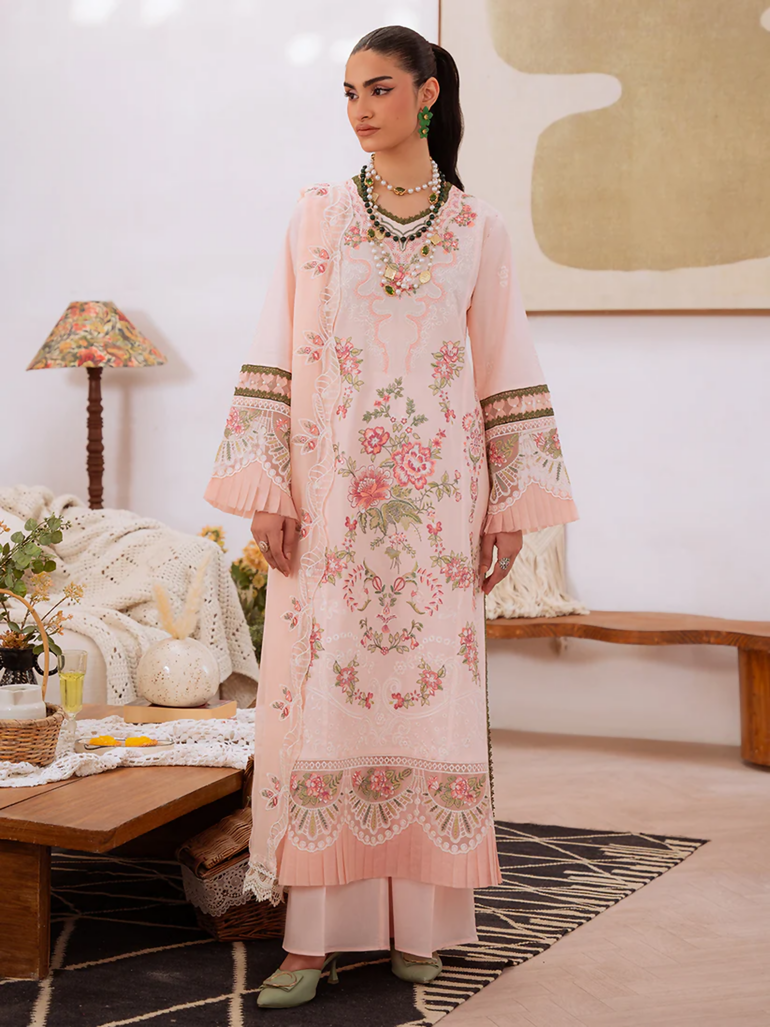 Mahnur Shanaya Lawn Embroidered Stitched 3-Piece Suit-SN-10