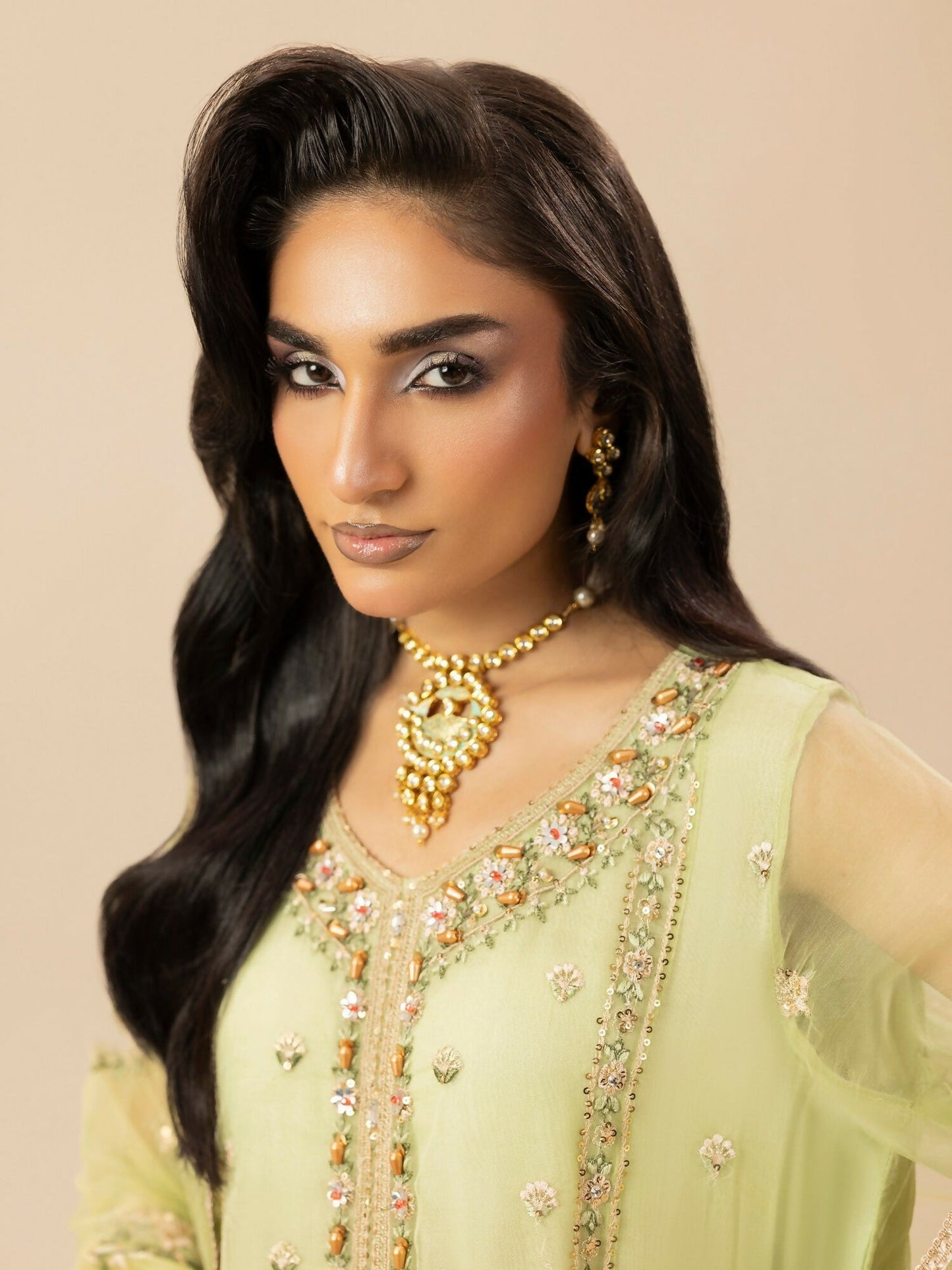 Shurooq Garden Of Dreams Silk Embroidered Stitched 3-Piece Suit-Verde