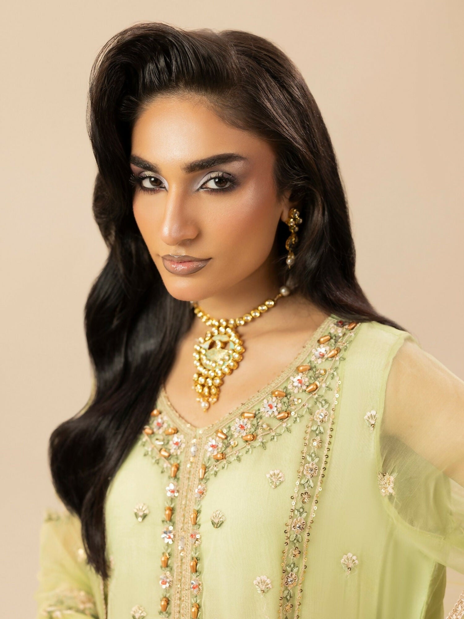 Shurooq Garden Of Dreams Silk Embroidered Stitched 3-Piece Suit-Verde