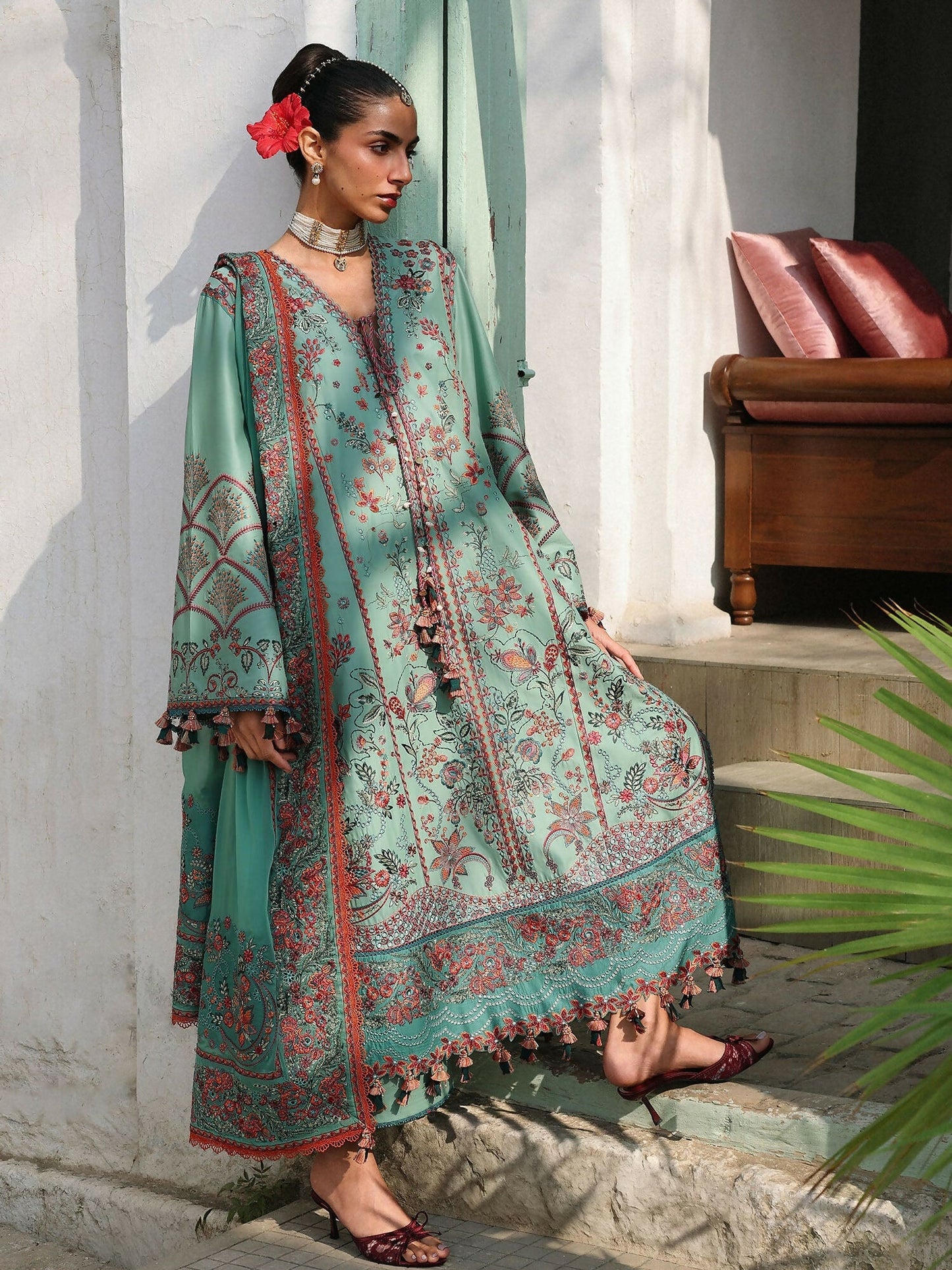 Hussain Rehar Luxury Lawn'26 Eid Edit Embroidered Unstitched 3-Piece Suit-Verdant