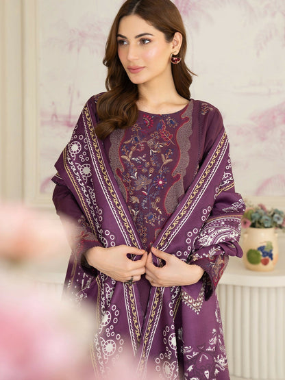 Panache Apparel Winter Whisper Khaddar Embroidered Stitched Suit-Snowfall