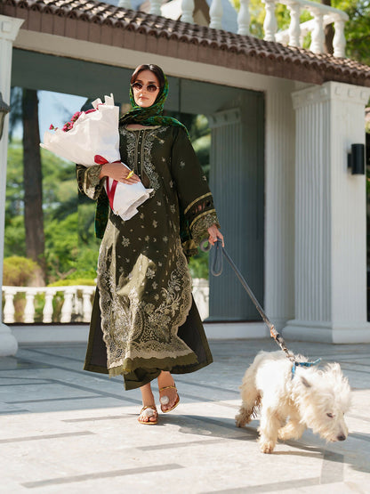 Parishay Panache Winter Corduroy Embroidered Stitched 3-Piece Suit-PNE-05