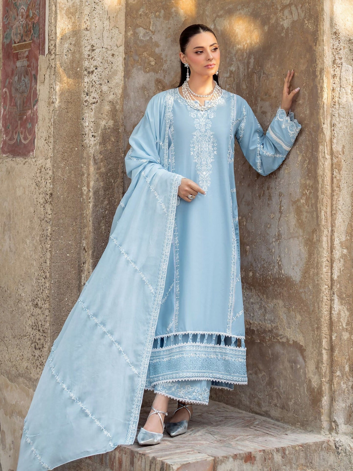 Panache Apparel Rang-e-Bahar Lawn Embroidered Stitched Suit-Badal