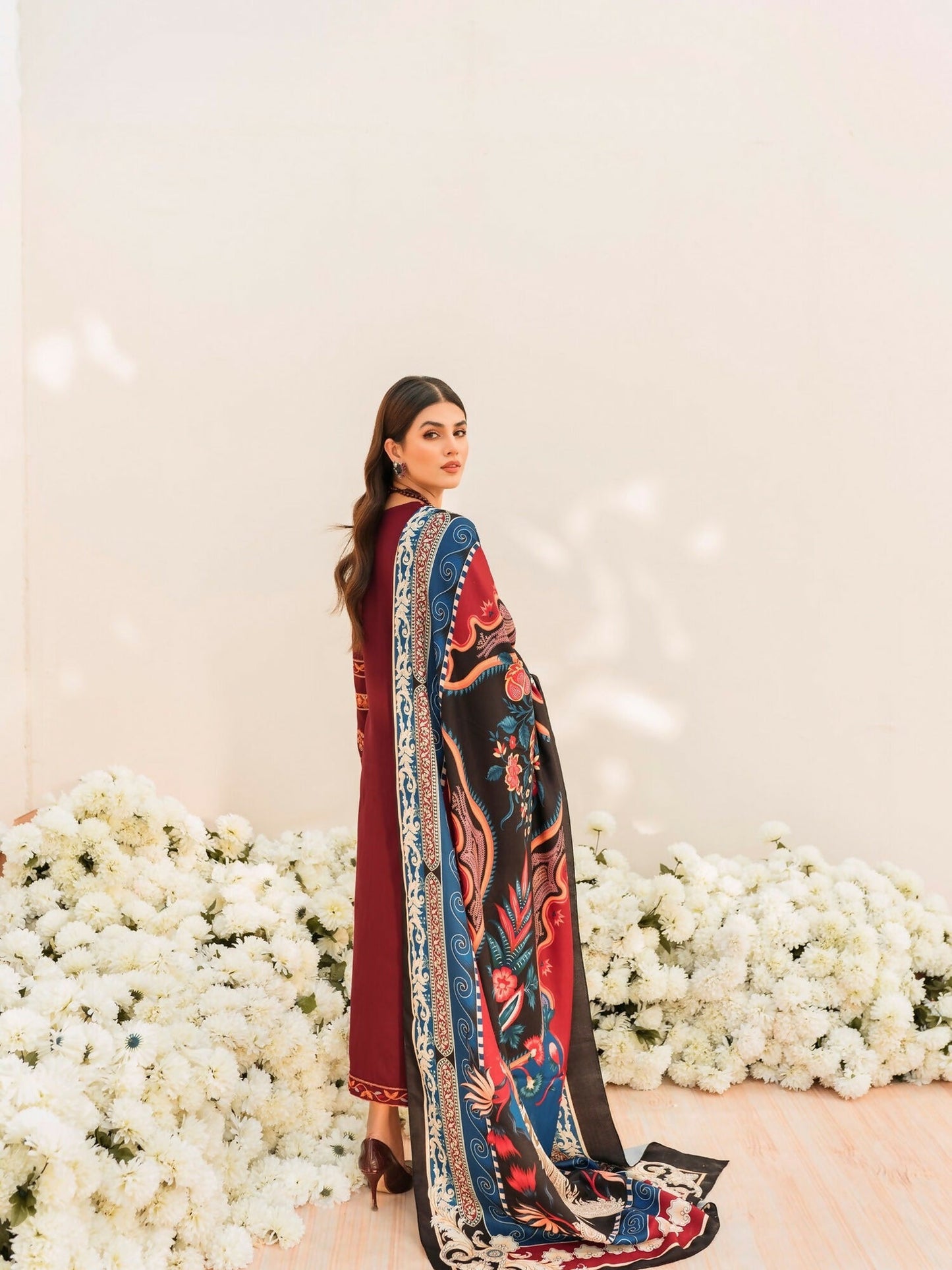 Panache Apparel Linen Embroidered Stitched Suit-Fluer