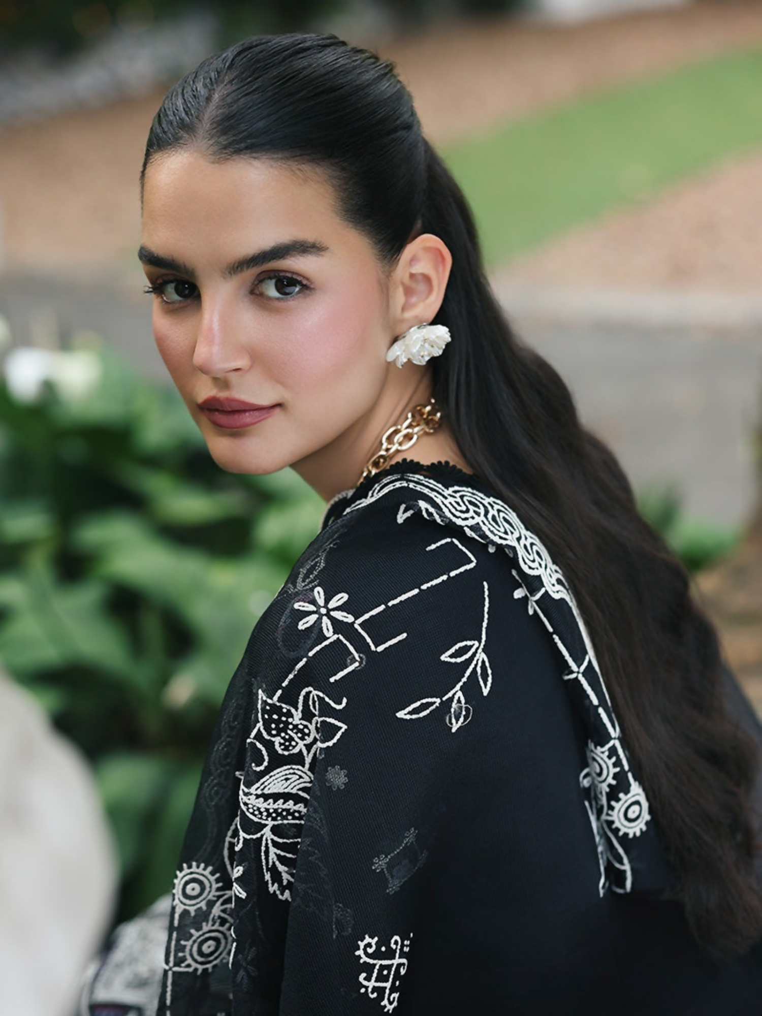 Qalamkar Qline Lawn Drop-1 Embroidered Unstitched 3-Piece Suit-RP-07-Obsidian