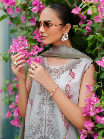 Parishay Ivy Bloom Viscose Embroidered Stitched 3-Piece Suit-IW-13