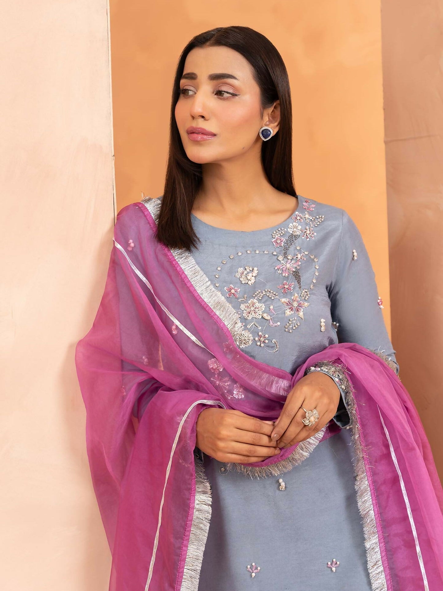 Allure By IH Luxury Pret Raw Silk Embellished Stitched 3-Piece Suit-Zade