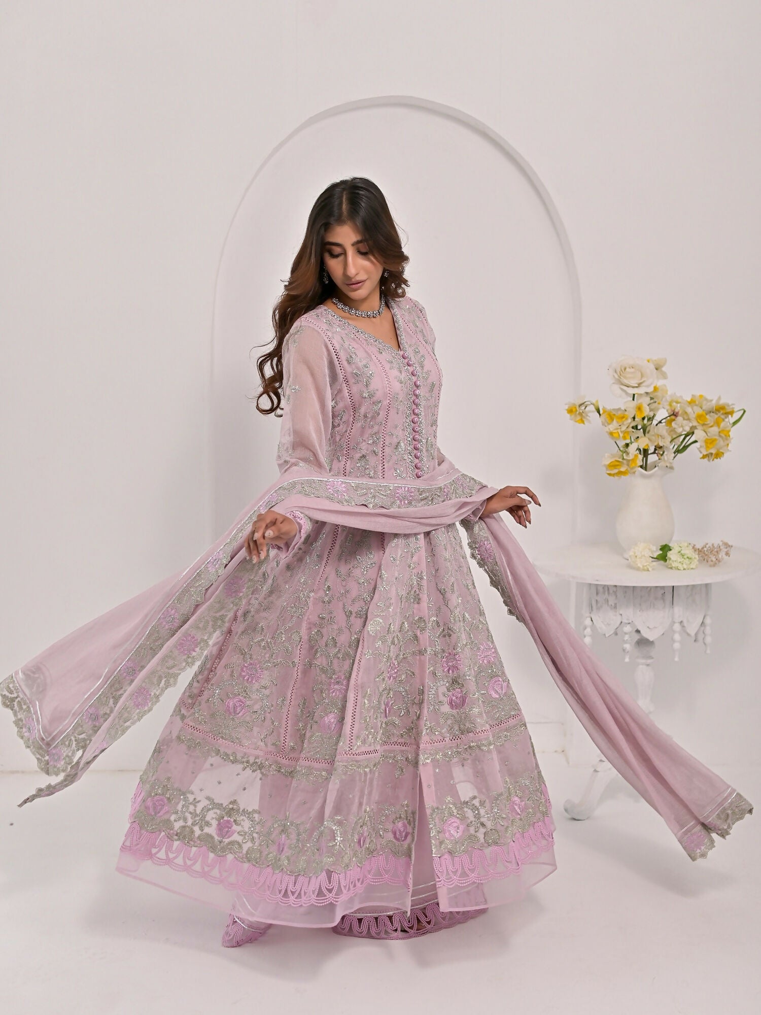 Farooq Hameed Studio Pariza Lux Festive'25 Khaadi Net Embroidered Stitched 3-Piece Suit-Sibel