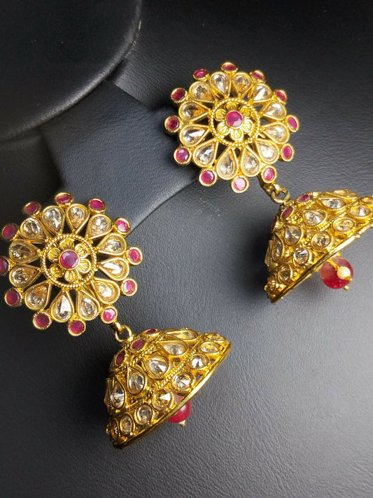 H&A Jewellery Polki Jhumki Earrings