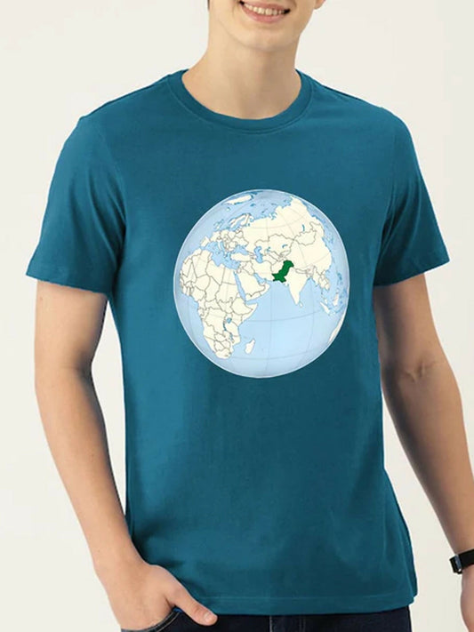 Blue Jupiter Globe Graphic Tee-Shirt-14474