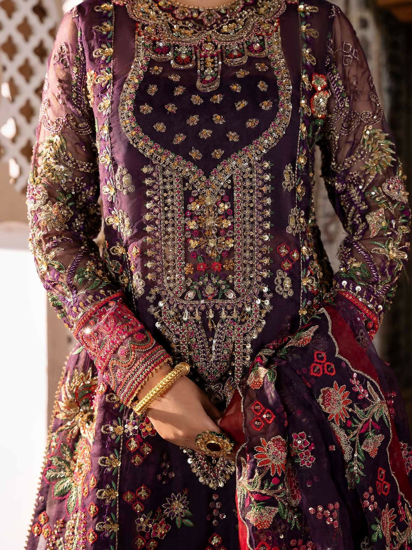 Shiza Hassan Shehnai Organza Embellished Stitched 4-Piece Suit-Ehan