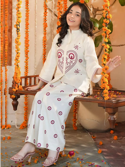 Panache Apparel Noore Eid Edit Cotton Embroidered Co-Ord Set-Zelina