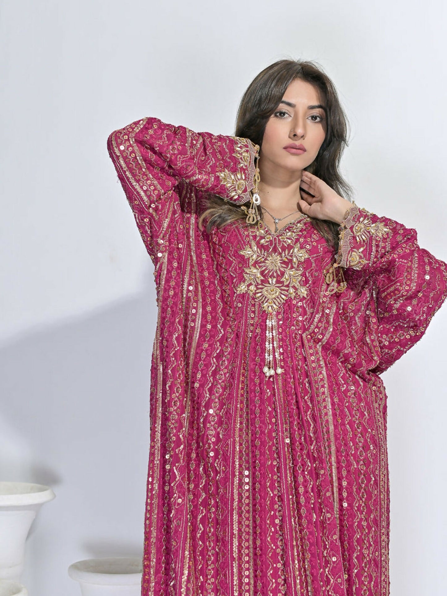 Ruby's Couture Festive Fall'25 Chiffon Embellished Kaftan Set-Maaheen