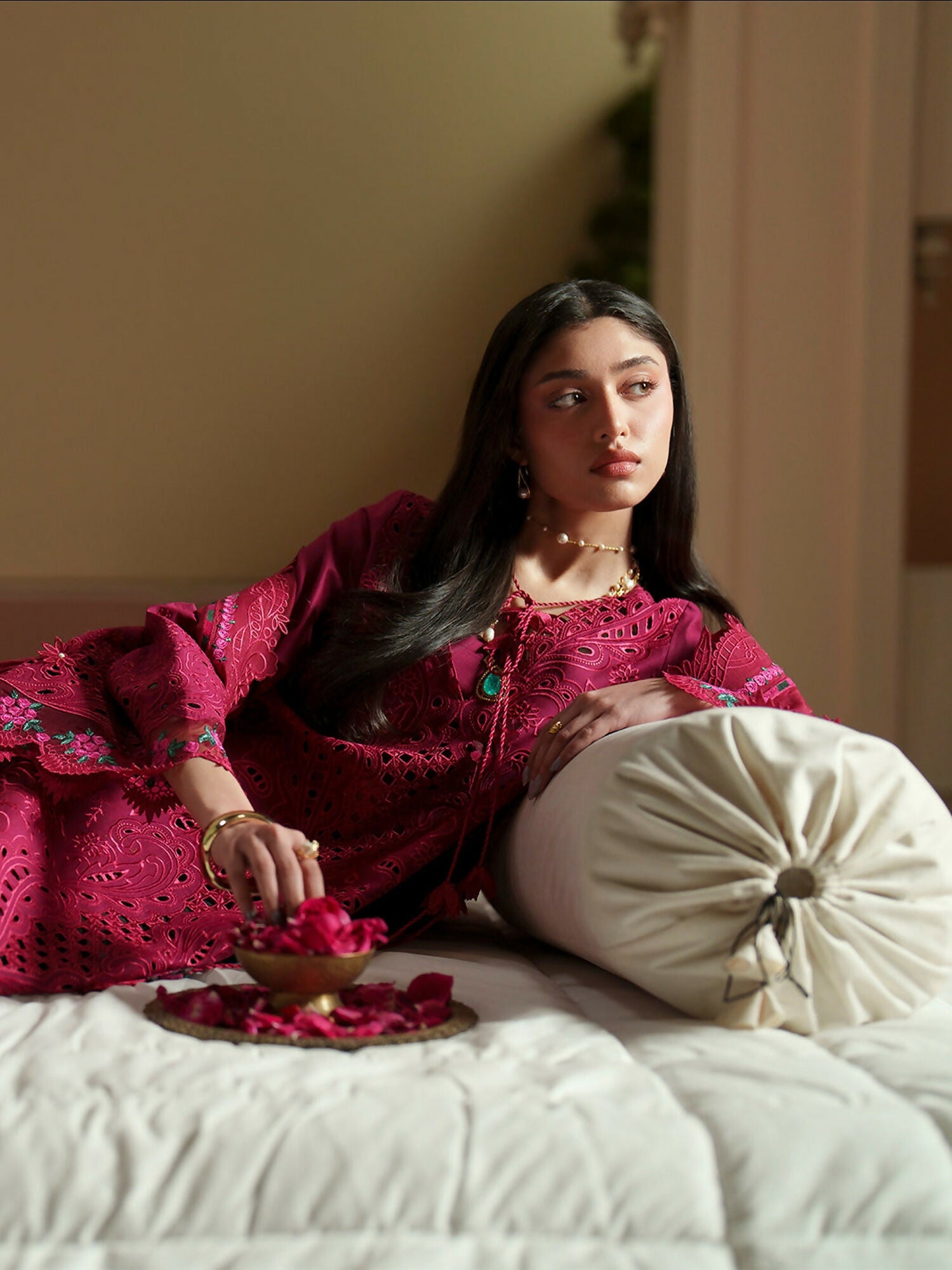 Binilyas Mashriq Luxury Lawn'26 Embroidered Unstitched 3-Piece Suit-D-113-B