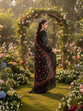 Mausummery Linen Printed Unstitched 3-Piece Suit-Noir
