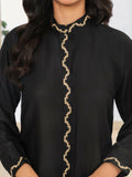 Stylish Collection Aaraish Linen Embroidered Co-Ord Set-Black Ringles