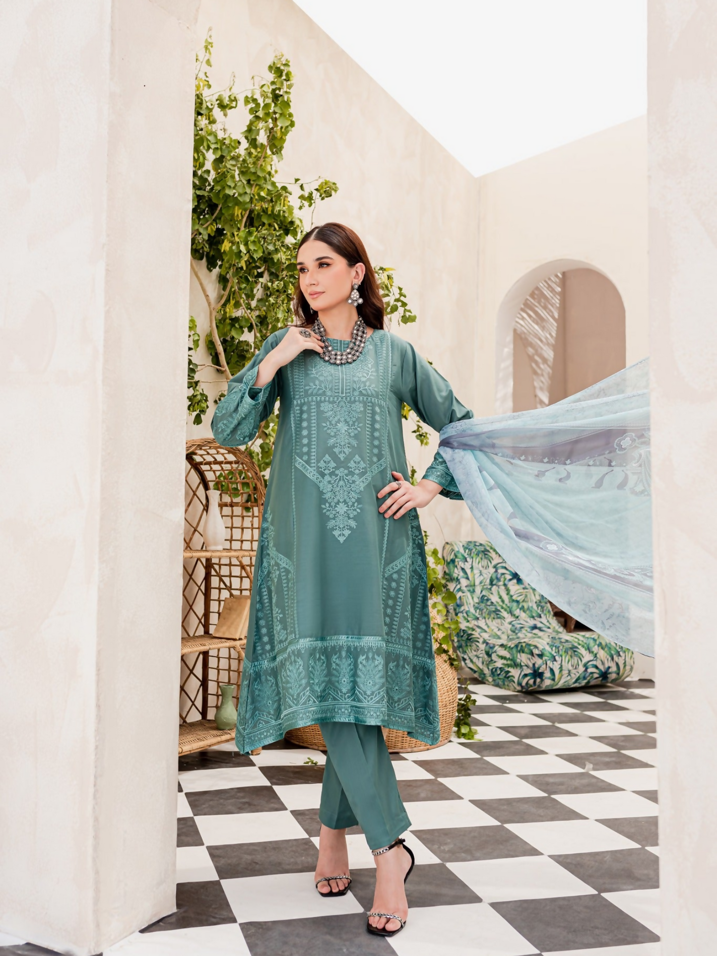 Panache Apparel Lawn Embroidered Stitched 2-Piece Suit-Zest
