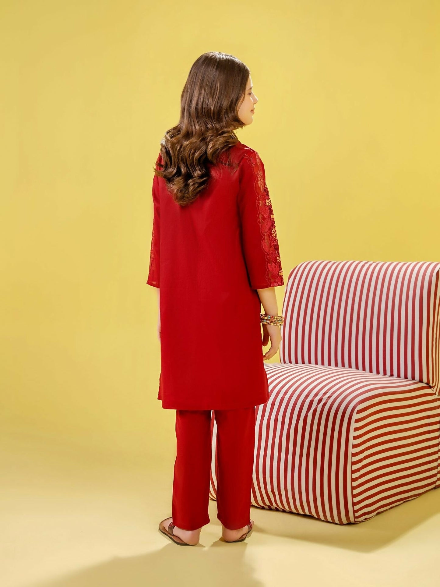 Velvour Girls Cotton Embroidered Stitched 2-Piece Suit-VG154-A