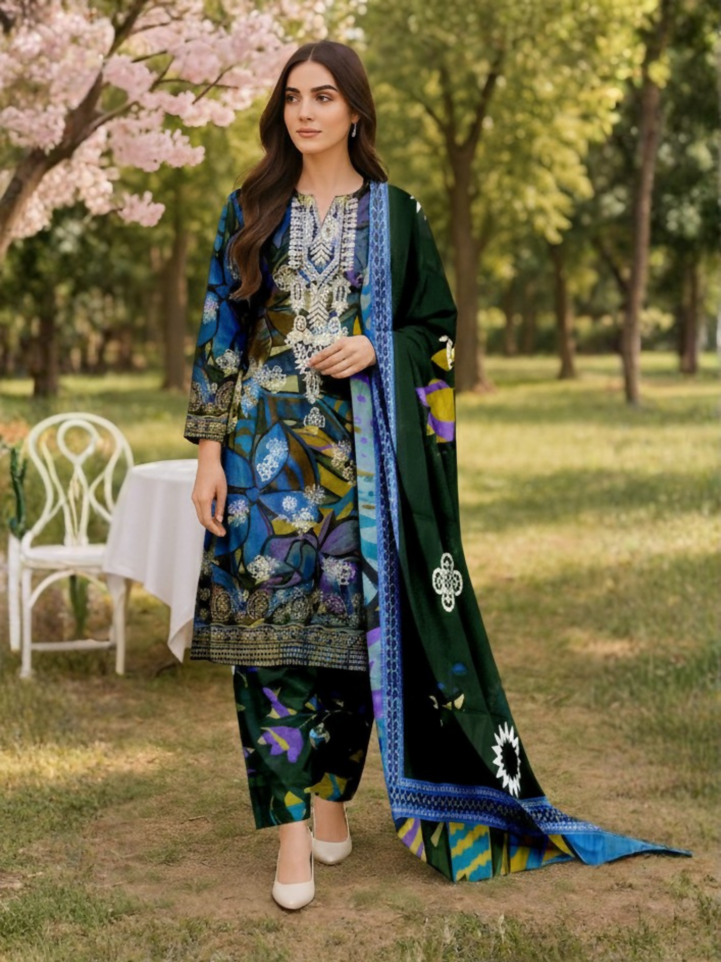 Blush & Bloom Aira Lawn Embroidered Unstitched 3-Piece Suit-04