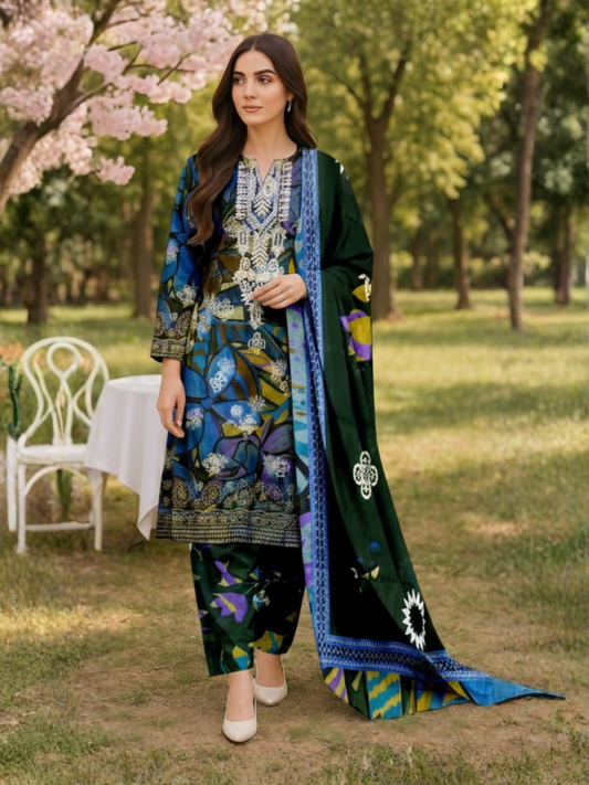 Blush & Bloom Aira Lawn Embroidered Unstitched 3-Piece Suit-04