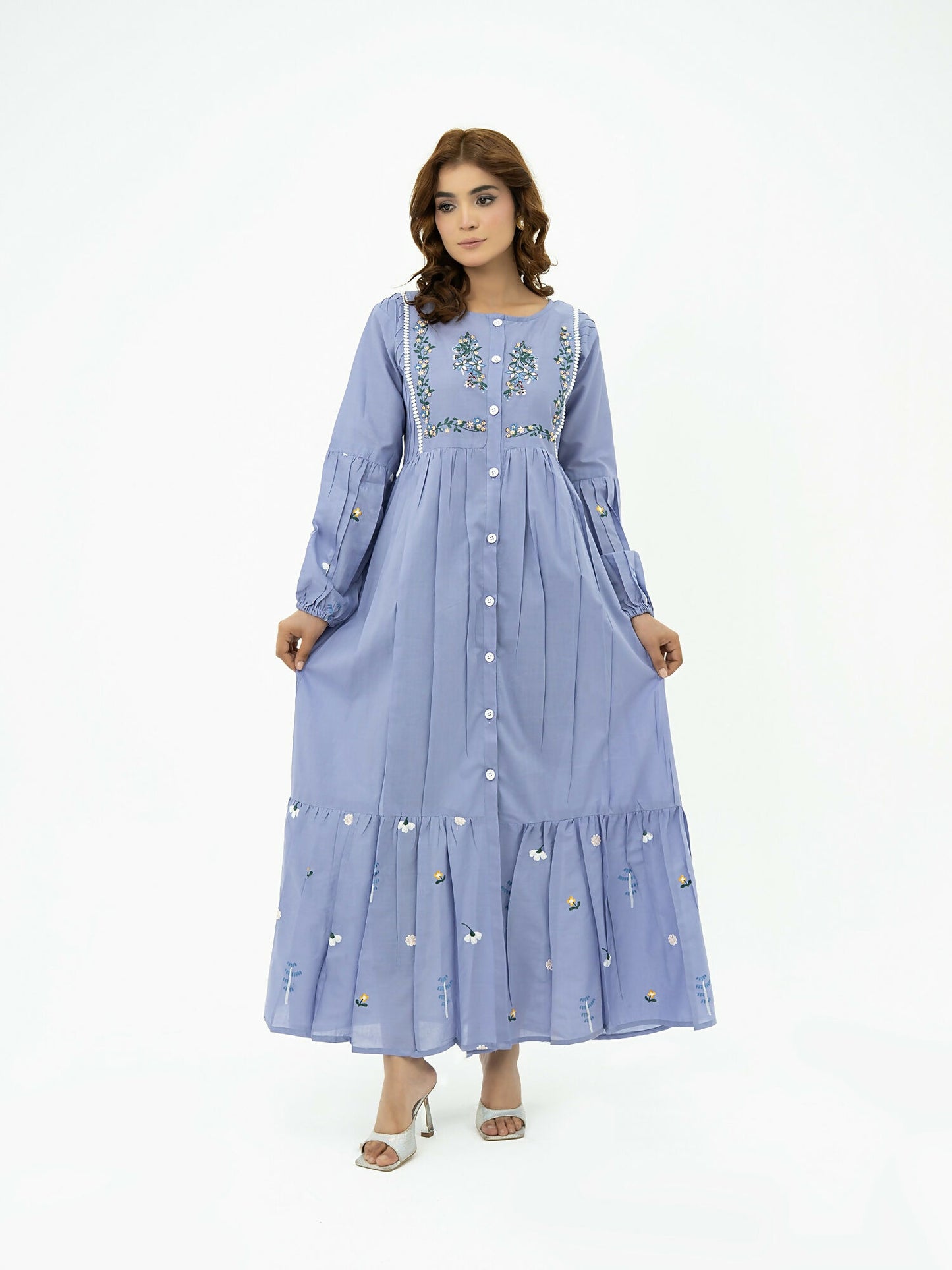 Kachy Dhaagy Cotton Embroidered Maxi