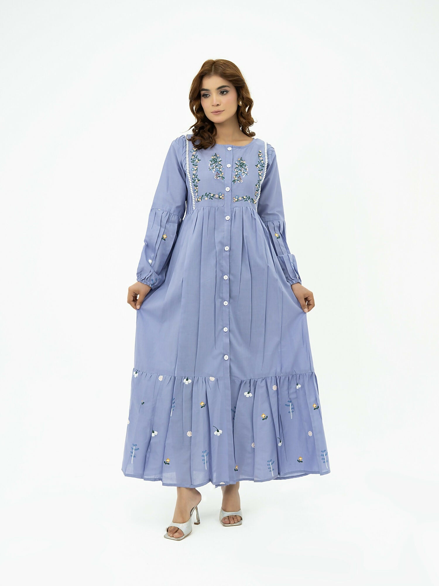 Kachy Dhaagy Cotton Embroidered Maxi