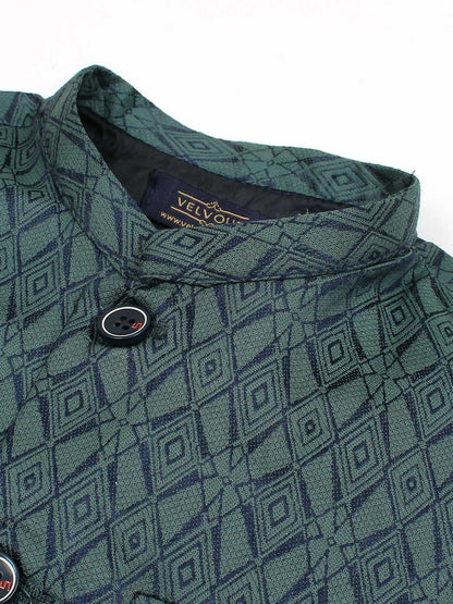 Velvour Boys Jacquard Printed Waistcoat-VW05-D
