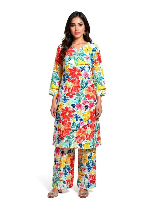 Bin Shaukat unstitched 2-piece digital lawn suit with all-over print and matching printed trouser.
